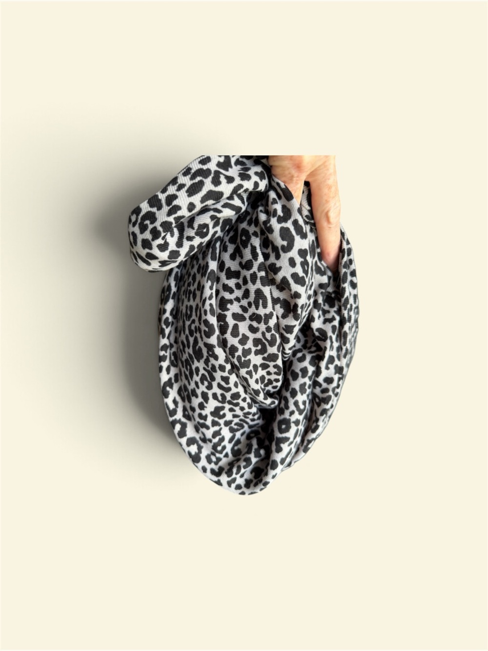 Leopard Print Infinity Scarf - Black & White